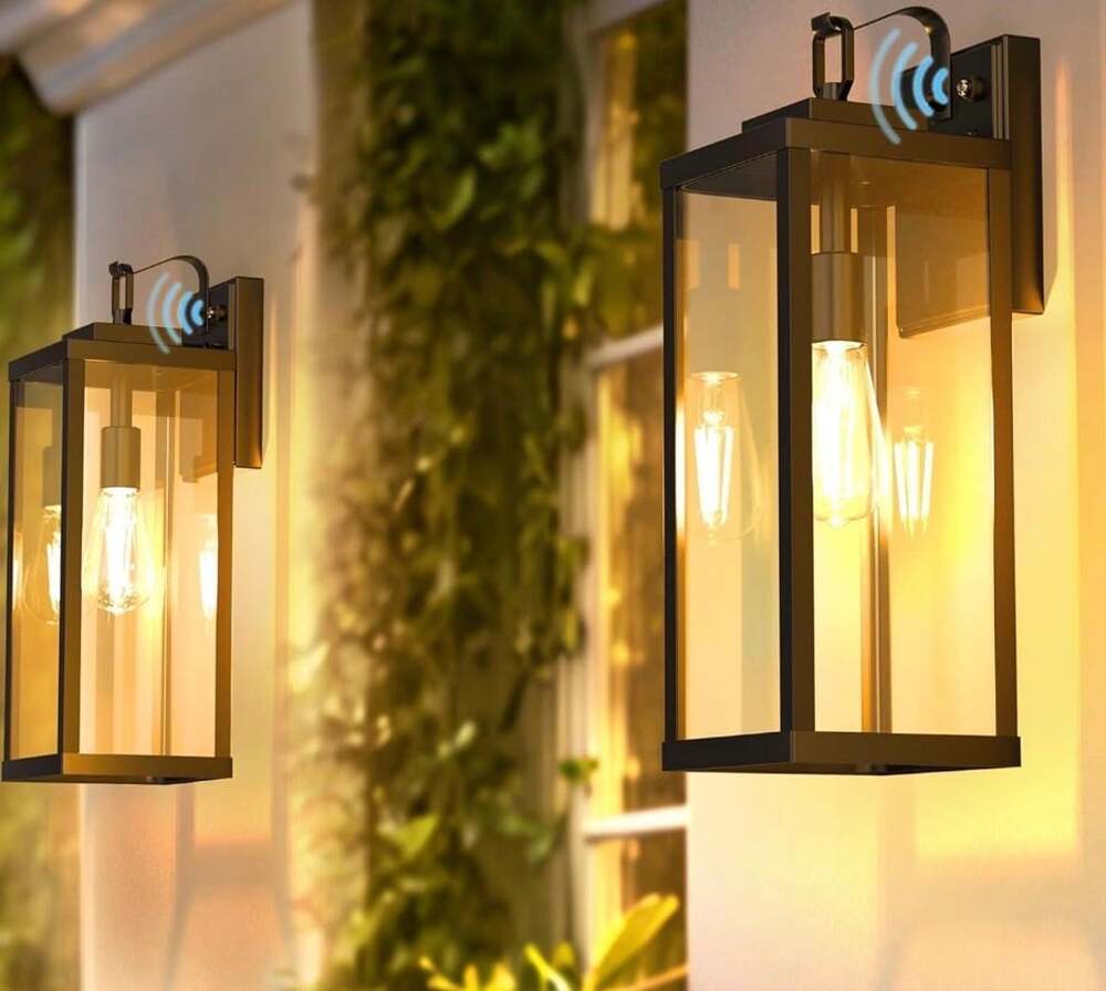 Tipace Outdoor Wall Lantern Dusk to Dawn Sensor Black 2-Pack